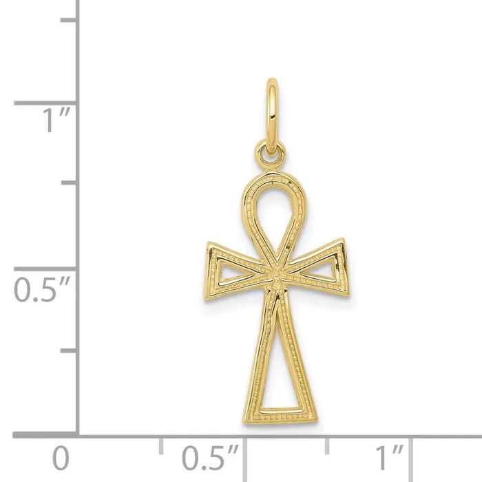 TreasureFineJewelers Charm Necklaces 10K Ankh Cross Charm