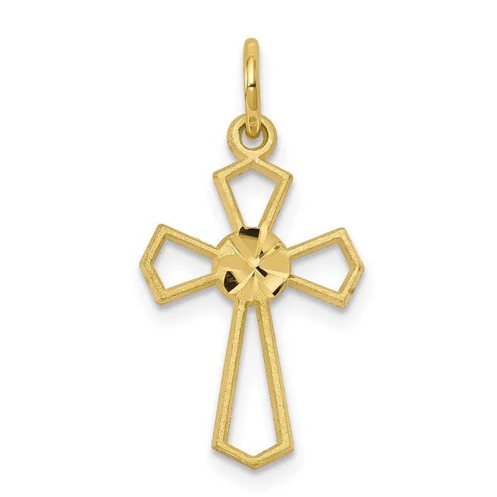 TreasureFineJewelers Charm Necklaces 10k Yellow Cross Charm