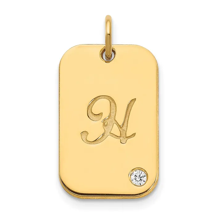 TreasureFineJewelers Charm Necklaces 10k Yellow Gold Dog Tag with Diamond Charm TreasureFineJewelers Charm Necklaces 10k Yellow Gold Dog Tag with Diamond Charm