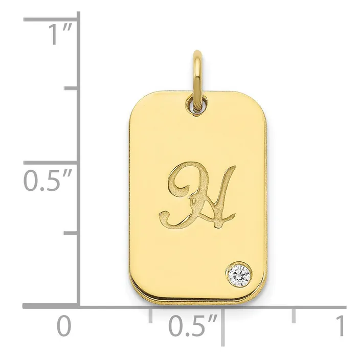 TreasureFineJewelers Charm Necklaces 10k Yellow Gold Dog Tag with Diamond Charm
