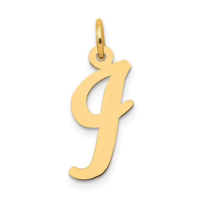 TreasureFineJewelers Charm Necklaces 10k Yellow Gold Medium Script Letter I Initial Charm TreasureFineJewelers Charm Necklaces 10k Yellow Gold Medium Script Letter I Initial Charm