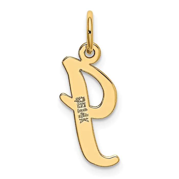 TreasureFineJewelers Charm Necklaces 10k Yellow Gold Medium Script Letter I Initial Charm