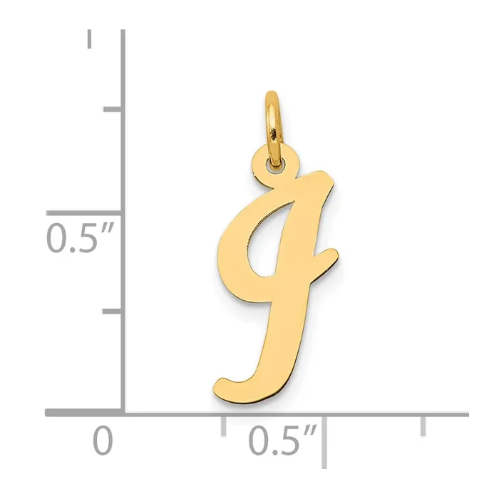 TreasureFineJewelers Charm Necklaces 10k Yellow Gold Medium Script Letter I Initial Charm