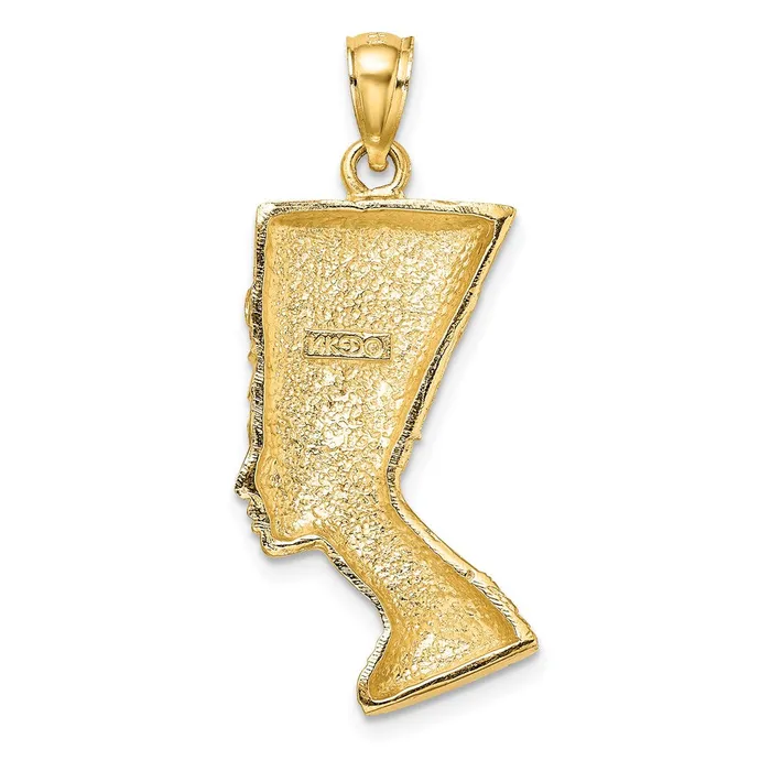 TreasureFineJewelers Charm Necklaces 14K 2D Polished Textured Nefertiti Profile Charm