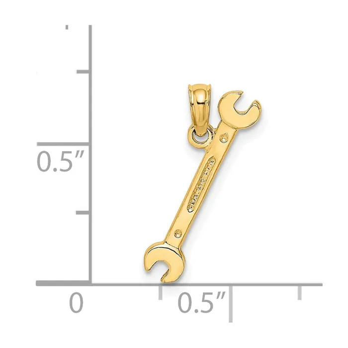 TreasureFineJewelers Charm Necklaces 14K 3D Double OpenEnded Wrench Charm