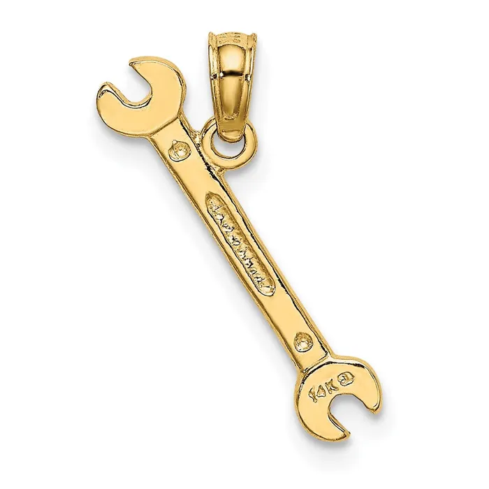 TreasureFineJewelers Charm Necklaces 14K 3D Double OpenEnded Wrench Charm