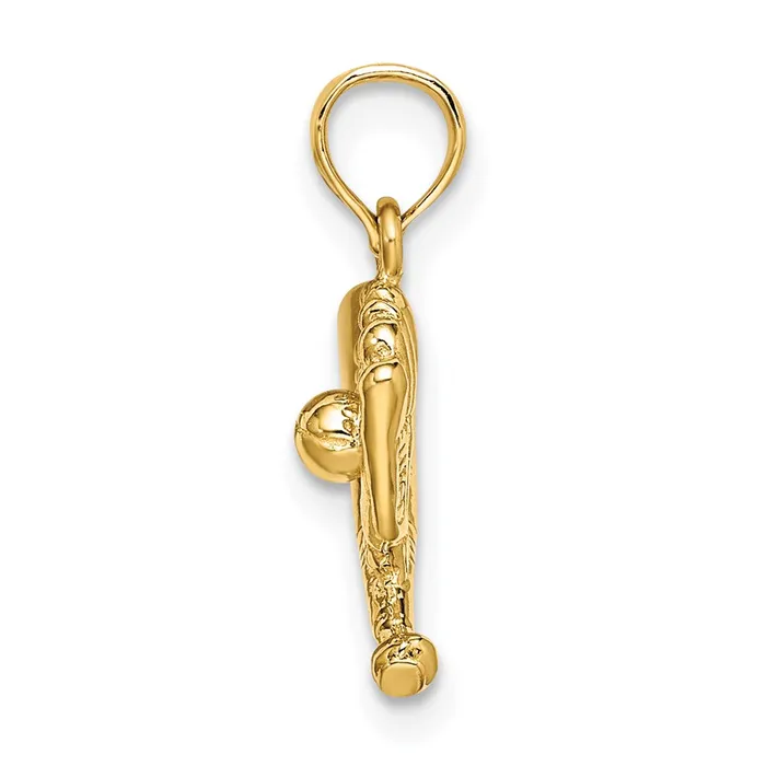 TreasureFineJewelers Charm Necklaces 14K Baseball Bat and Glove Charm