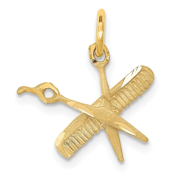 TreasureFineJewelers Charm Necklaces 14k Comb and Scissors Charm