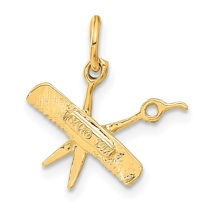 TreasureFineJewelers Charm Necklaces 14k Comb and Scissors Charm