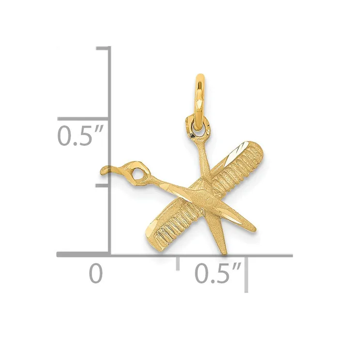 TreasureFineJewelers Charm Necklaces 14k Comb and Scissors Charm