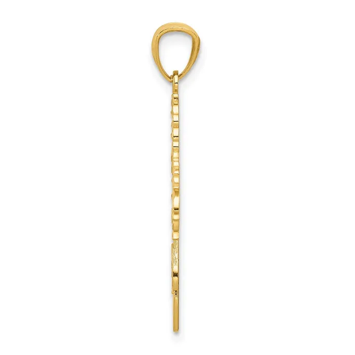 TreasureFineJewelers Charm Necklaces 14k Diamond Cut Cheerleader Charm