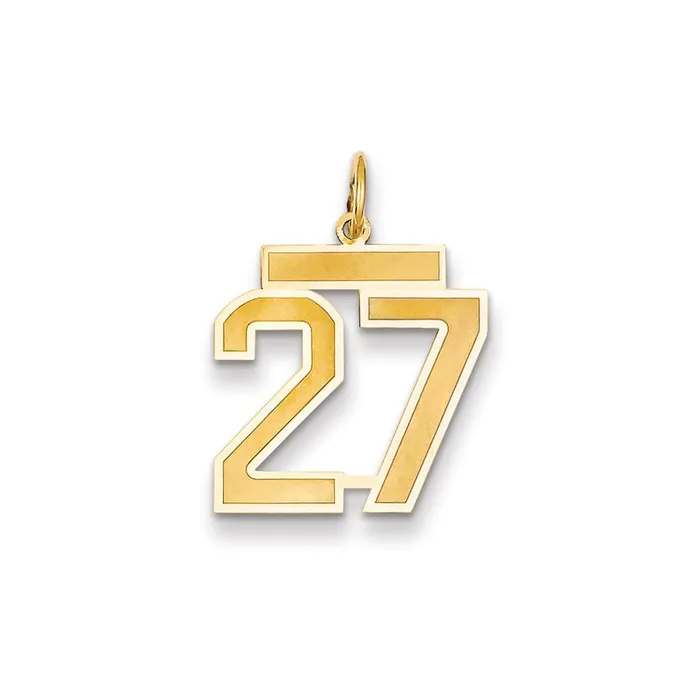 TreasureFineJewelers Charm Necklaces 14k Medium Satin Number 27 Charm
