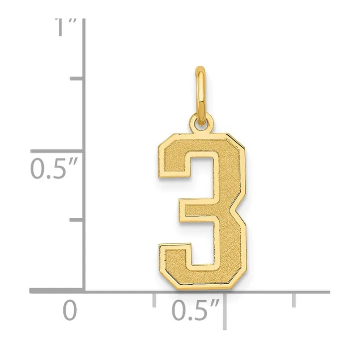 TreasureFineJewelers Charm Necklaces 14k Medium Satin Number 3 Charm
