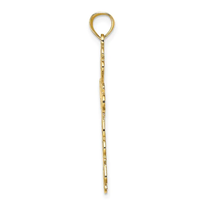 TreasureFineJewelers Charm Necklaces 14K Polished Lace Trim Cross Charm