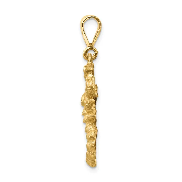 TreasureFineJewelers Charm Necklaces 14k Satin Diamondcut Scorpio Zodiac Charm
