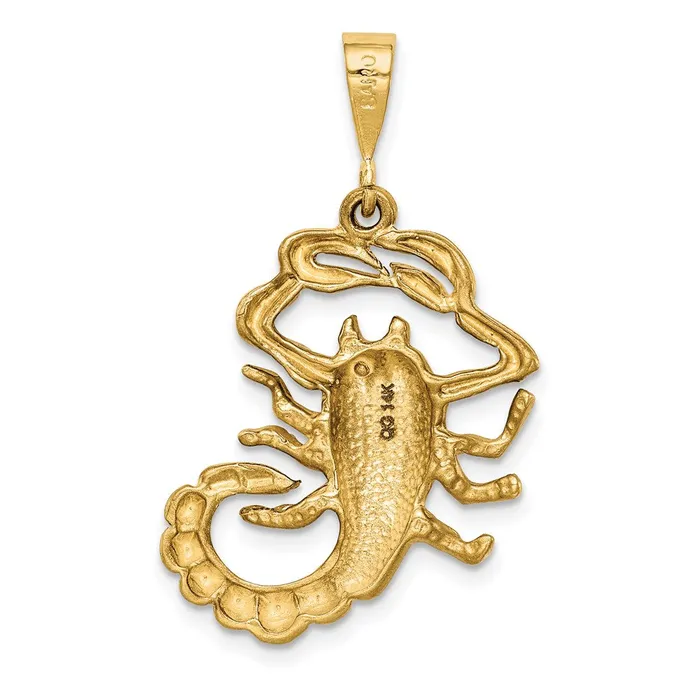 TreasureFineJewelers Charm Necklaces 14k Satin Diamondcut Scorpio Zodiac Charm