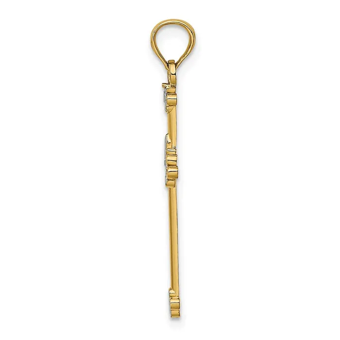 TreasureFineJewelers Charm Necklaces 14k w Rhodium Thin DC Cross Charm