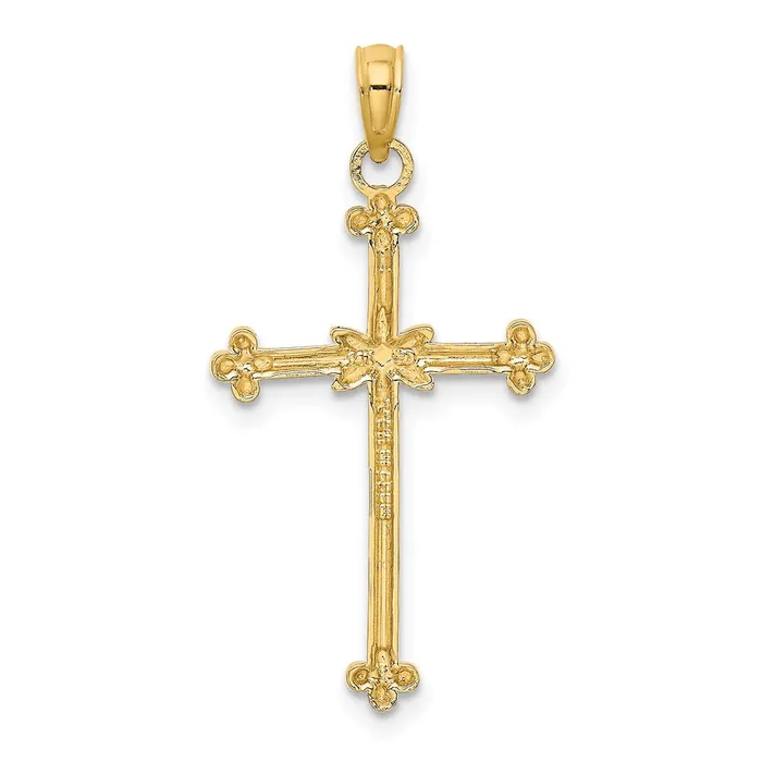 TreasureFineJewelers Charm Necklaces 14k w Rhodium Thin DC Cross Charm