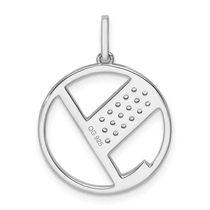 TreasureFineJewelers Charm Necklaces 14K White Gold Gatsby Diamond Initial Y Charm