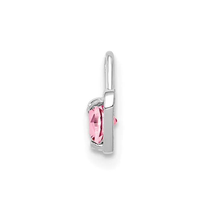 TreasureFineJewelers Charm Necklaces 14k White Gold October Synthetic Birthstone Heart Charm