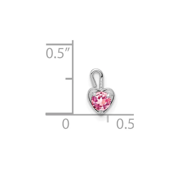TreasureFineJewelers Charm Necklaces 14k White Gold October Synthetic Birthstone Heart Charm