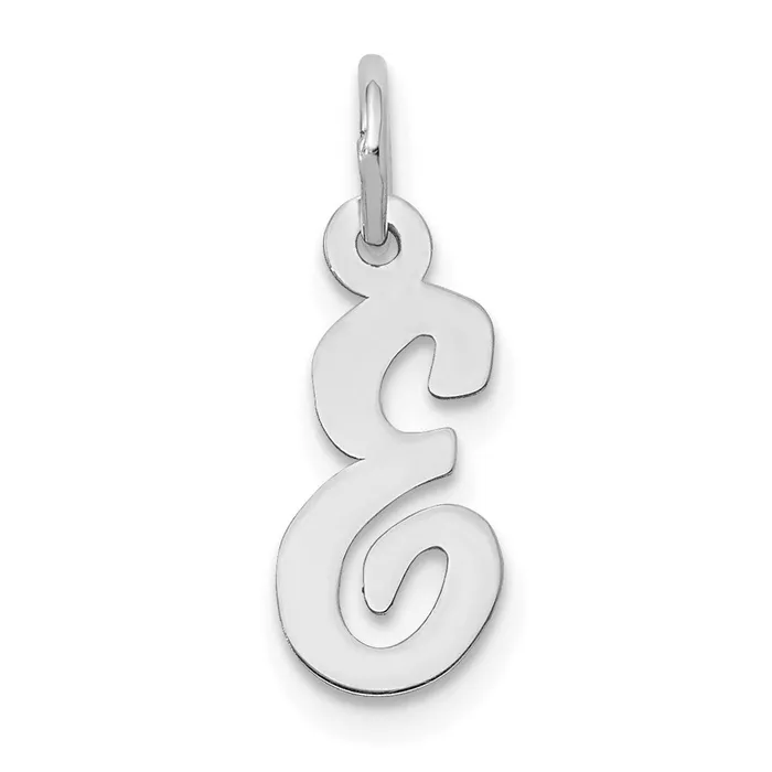 TreasureFineJewelers Charm Necklaces 14k White Gold Small Script Letter E Initial Charm TreasureFineJewelers Charm Necklaces 14k White Gold Small Script Letter E Initial Charm