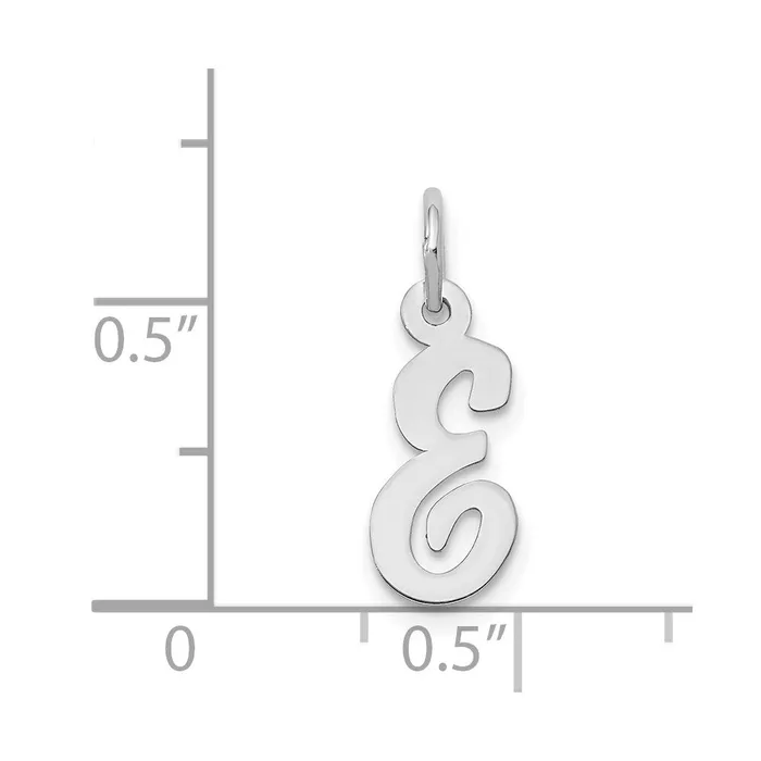 TreasureFineJewelers Charm Necklaces 14k White Gold Small Script Letter E Initial Charm