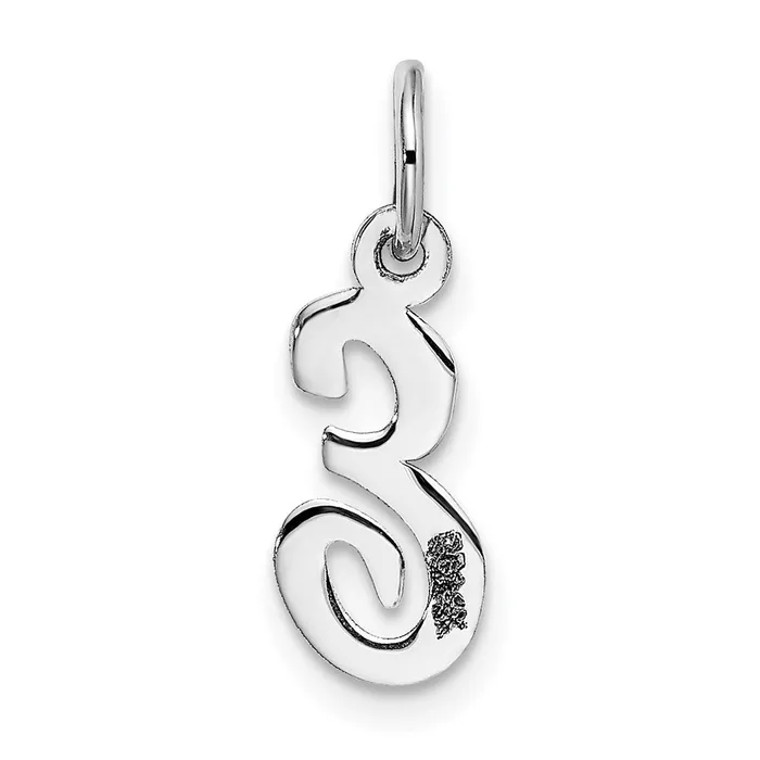TreasureFineJewelers Charm Necklaces 14k White Gold Small Script Letter E Initial Charm