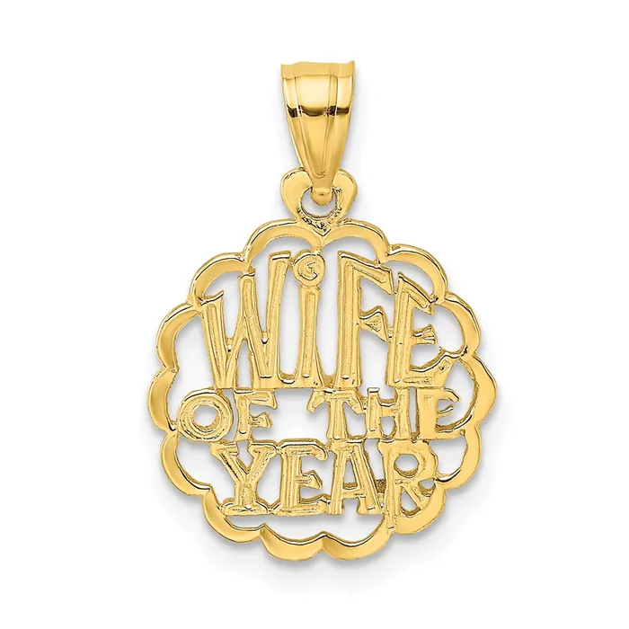 TreasureFineJewelers Charm Necklaces 14k WIFE OF THE YEAR Charm