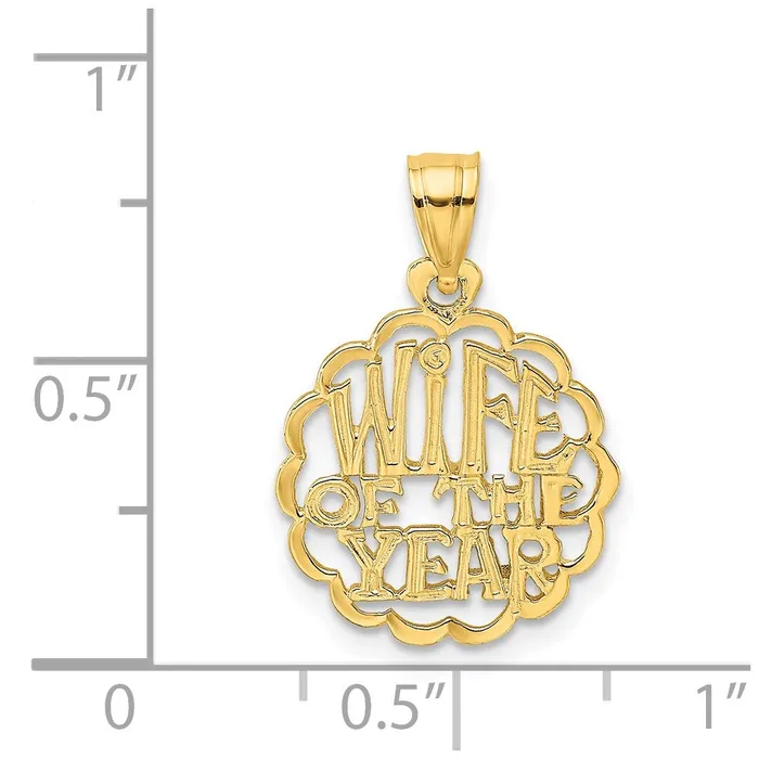 TreasureFineJewelers Charm Necklaces 14k WIFE OF THE YEAR Charm