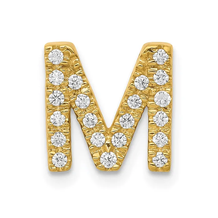 TreasureFineJewelers Charm Necklaces 14k Yellow Gold Diamond Letter M Initial Charm TreasureFineJewelers Charm Necklaces 14k Yellow Gold Diamond Letter M Initial Charm