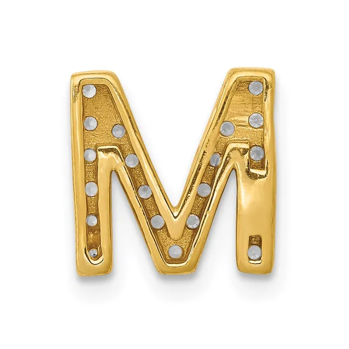 TreasureFineJewelers Charm Necklaces 14k Yellow Gold Diamond Letter M Initial Charm