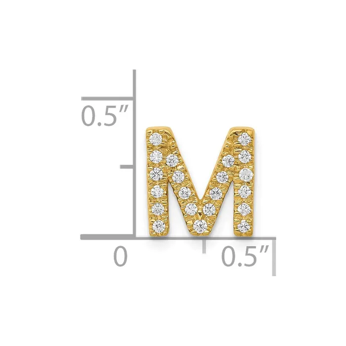 TreasureFineJewelers Charm Necklaces 14k Yellow Gold Diamond Letter M Initial Charm