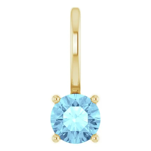 TreasureFineJewelers Charm Necklaces 14K Yellow Gold Imitation Aquamarine Solitaire CharmPendant TreasureFineJewelers Charm Necklaces 14K Yellow Gold Imitation Aquamarine Solitaire CharmPendant