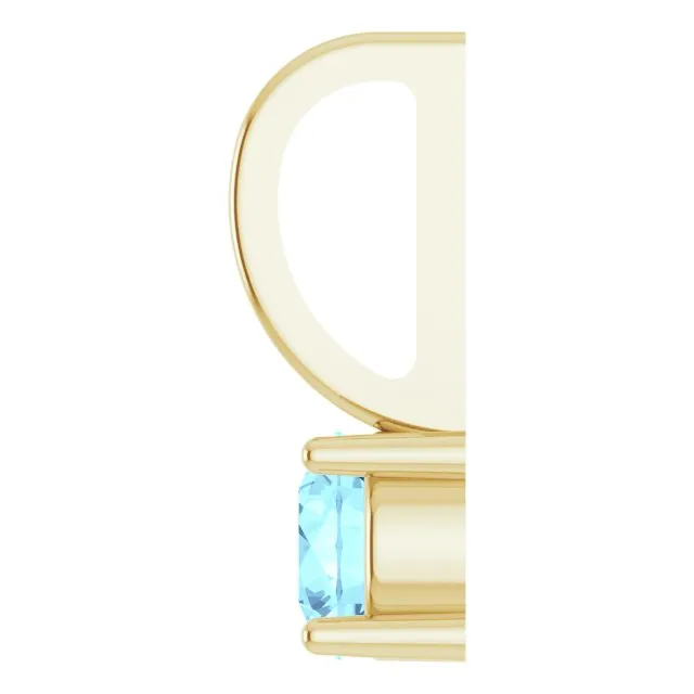 TreasureFineJewelers Charm Necklaces 14K Yellow Gold Imitation Aquamarine Solitaire CharmPendant
