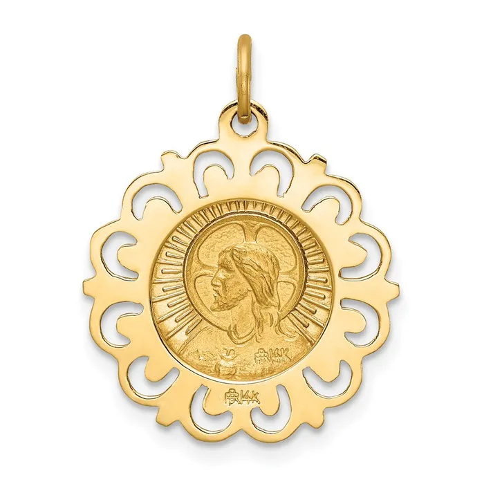 TreasureFineJewelers Charm Necklaces 14k Yellow Gold Matka Boska Medal Charm