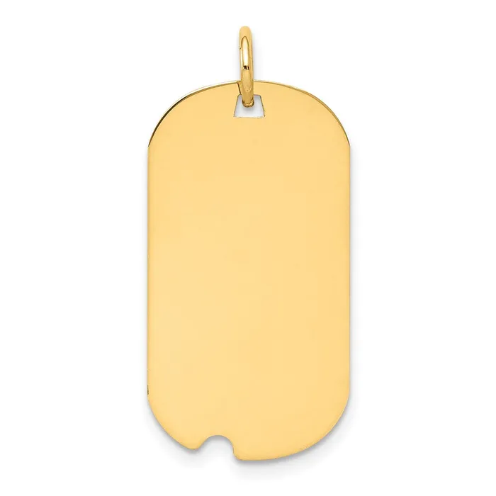 TreasureFineJewelers Charm Necklaces 14k Yellow Gold Plain 009 Gauge Engraveable Dog Tag wNotch Disc Charm TreasureFineJewelers Charm Necklaces 14k Yellow Gold Plain 009 Gauge Engraveable Dog Tag wNotch Disc Charm