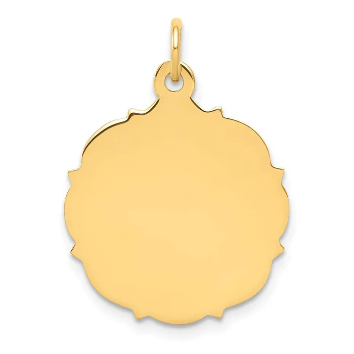 TreasureFineJewelers Charm Necklaces 14k Yellow Gold Plain 013 Gauge Engravable Disc Charm TreasureFineJewelers Charm Necklaces 14k Yellow Gold Plain 013 Gauge Engravable Disc Charm