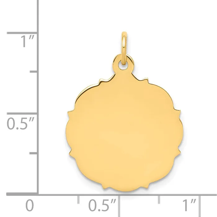 TreasureFineJewelers Charm Necklaces 14k Yellow Gold Plain 013 Gauge Engravable Disc Charm