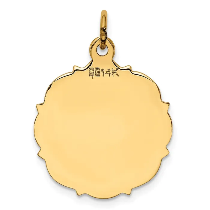 TreasureFineJewelers Charm Necklaces 14k Yellow Gold Plain 013 Gauge Engravable Disc Charm