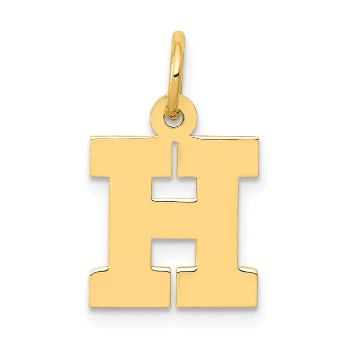 TreasureFineJewelers Charm Necklaces 14k Yellow Gold Small Block Letter H Initial Charm TreasureFineJewelers Charm Necklaces 14k Yellow Gold Small Block Letter H Initial Charm