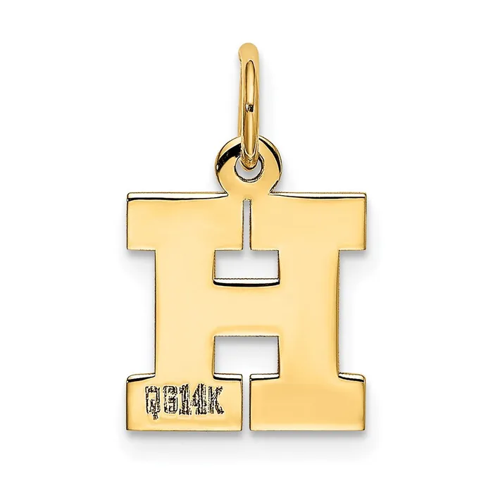 TreasureFineJewelers Charm Necklaces 14k Yellow Gold Small Block Letter H Initial Charm