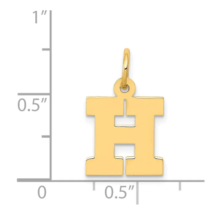 TreasureFineJewelers Charm Necklaces 14k Yellow Gold Small Block Letter H Initial Charm