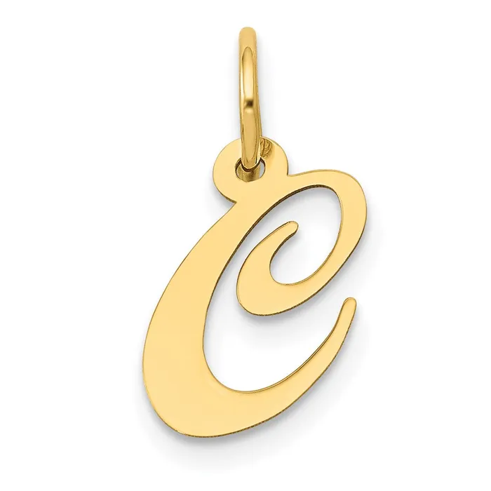 TreasureFineJewelers Charm Necklaces 14k Yellow Gold Small Fancy Script Letter C Initial Charm TreasureFineJewelers Charm Necklaces 14k Yellow Gold Small Fancy Script Letter C Initial Charm