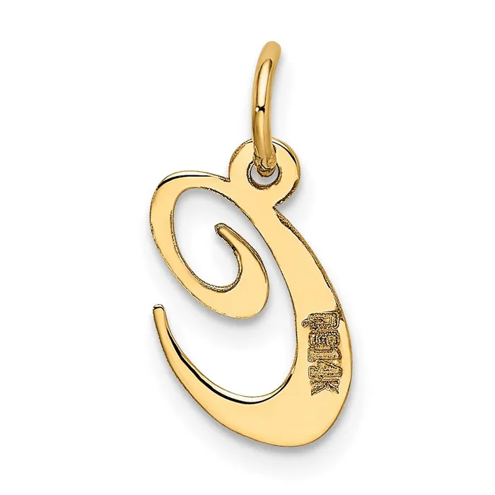 TreasureFineJewelers Charm Necklaces 14k Yellow Gold Small Fancy Script Letter C Initial Charm