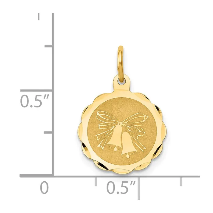 TreasureFineJewelers Charm Necklaces 14k Yellow Gold Wedding Bells Charm