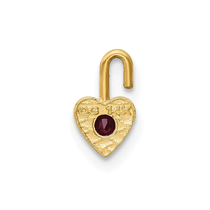 TreasureFineJewelers Charm Necklaces 14ky January Synthetic Birthstone Heart Charm