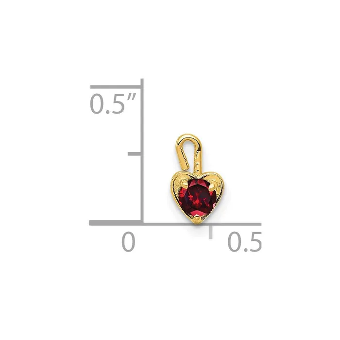TreasureFineJewelers Charm Necklaces 14ky January Synthetic Birthstone Heart Charm