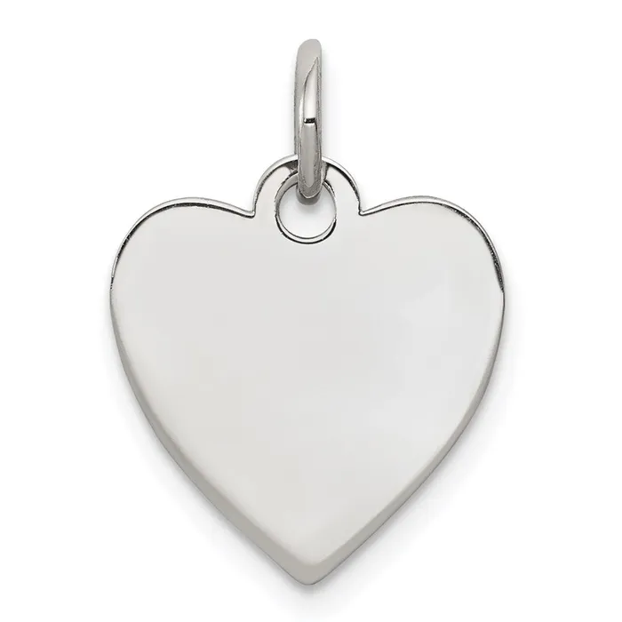 TreasureFineJewelers Charm Necklaces SS Rhplt Engraveable Heart Polished FrontSatin Back Disc Charm TreasureFineJewelers Charm Necklaces SS Rhplt Engraveable Heart Polished FrontSatin Back Disc Charm