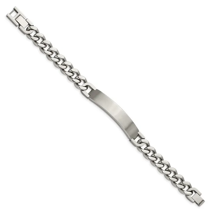 TreasureFineJewelers Chisel Stainless Steel Brushed and Polished Curb Chain 85 inch ID Bracelet with 5 inch Extension Bracelets